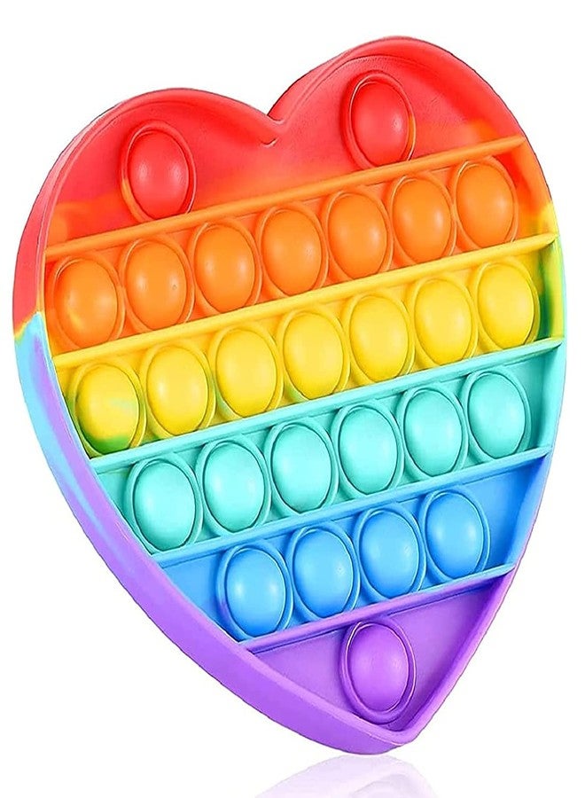 DealFry Push Pop Bubble Sensory Fidget Toy Set,Pop It Autism Special Needs Silicone Stress Relief Toy Popper Educational Toys for Family and Friends Rainbow Motor Kids (Heart) - Image 5